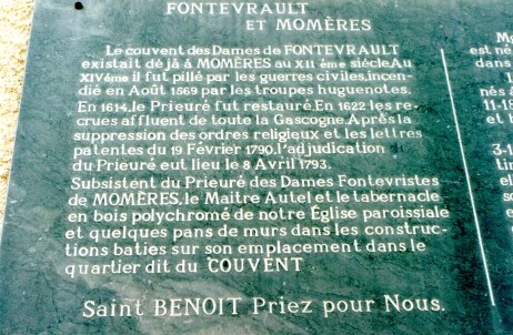 plaque commémorative, Momères
